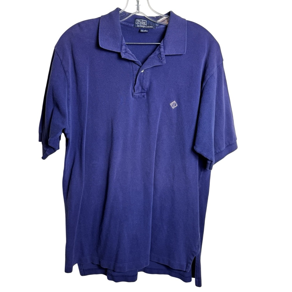 Polo Ralph Lauren Men's Polo Shirt Blue RL Logo Short‎ Sleeve Size L